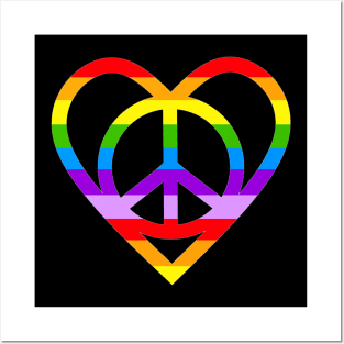 Rainbow Pride Peace Sign And Heart Posters and Art